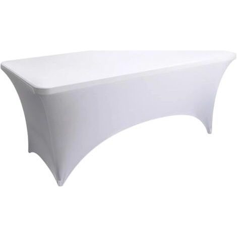 Nappe de Table Extensible Rectangulaire Lavable Élastique Spandex Table Cocktail Classic pour Bar Table de Banquet de Cocktail de Mariage Décoration (Blanc,6FT:183x75x75cm) (1/5)
