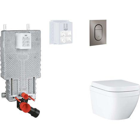 Grohe Uniset - Set Vorwandelement, WC mit Softclose-Sitz und Arena Cosmopolitan S-Betätigungsplatte, Triple Vortex, Hard Graphite gebürstet SANI15BB5106 (1/5)