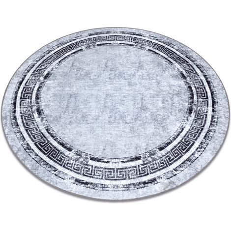 MIRO 51254.802 circle washing carpet Marble, greek anti-slip - grey / black grey round 80 cm