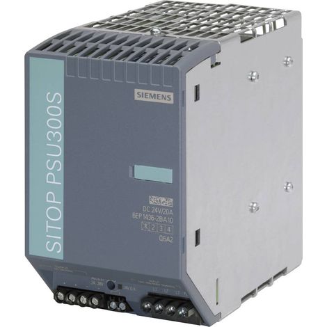 Siemens 6EP14362BA10 Alimentatore per guida DIN 24 V/DC 20 A 480 W Num. uscite:1 x Contenuto 1 pz. (1/4)