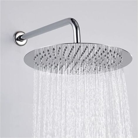 Pomme de douche puissante, pomme de douche ronde 8" en acier inoxydable AISI304, douche pluie fine 20x20cm, pomme de douche fixe étanche à l'eau FOREHILL (1/4)