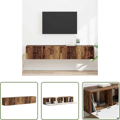 Holzwerkstoff - TV-Wandschrank 2 pcs Altholz 60 x 31 x 29,5 cm Holzwerkstoff (1/5)