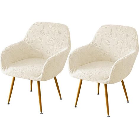 Housses de chaise avec accoudoirs extensibles, lot de 2, beige (1/5)