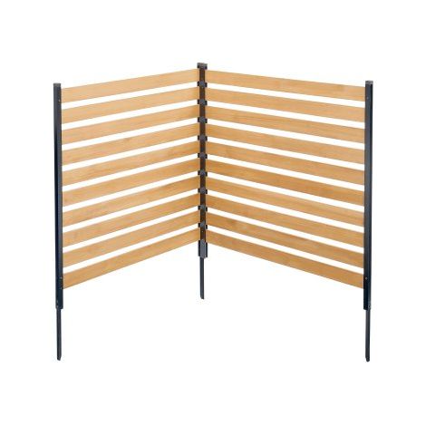 Valla de Madera 1100 x 982 mm, Valla de Listones de 2 Paneles, Cerramiento con Estacas de Metal, Valla de madera para Exteriores para Decoración de Jardín, Aire Acondicionado, Equipo de Piscina (1/5)