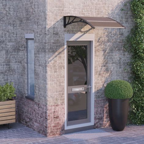 Auvent de porte,Marquise de Porte d'entrée,Store Banne Noir 100x80 cm Polycarbonate -FR25760 (1/5)