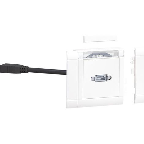 hager Multimedia-Anschlussset für HDMI Brüstungskanäle frontrastend verkehrsweiß (1/2)