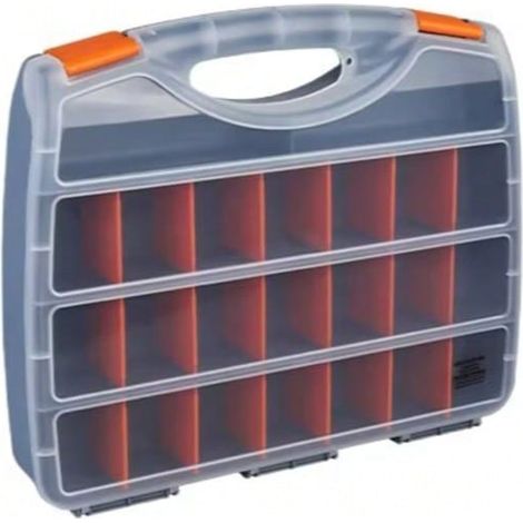 Boîte de rangement un seul côté 375 x 315 x 7 mm – petites pièces avec 21 boîtes d'insertion, à accessoires – Boîte à vis, à outils robuste