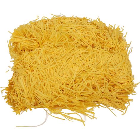 Papier de raphia déchiqueté, papier crépon, rembourrage pour emballages cadeaux, 500 g, jaune vif (1/5)