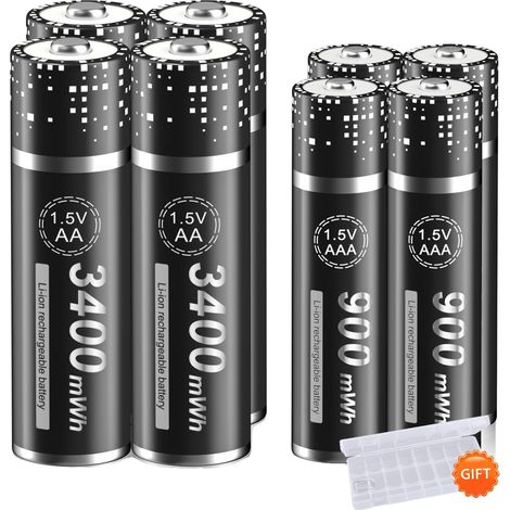 Batería recargable de alta capacidad y compatibilidad versátil, compatible con 4 pilas AA/4 pilas AAA. (1/2)