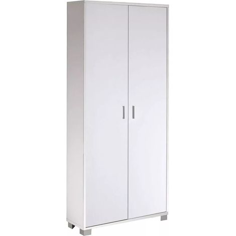 armadio scarpiera bianco fiammato con 2 ante, 83x190x29 cm