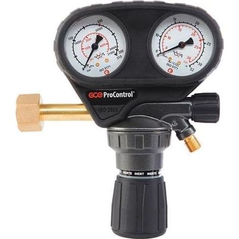 1 - Réducteur de pression - Détendeur gaz - Pour Argon CO2 - Débit 0-30 l/min - Pression 200 bar - Conforme ISO 2503 - Manomètre protégé - Noir (1/2)