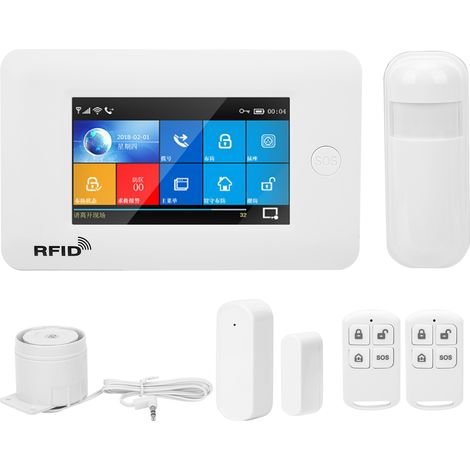 Système antivol d'alarme WIFI+GSM+GPRS avec écran tactile couleur 4,3 pouces pour Tuya 100240V (prise US)