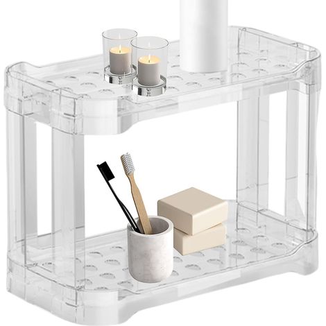 Organiseur de coiffeuse – Étagère de rangement à 2 niveaux pour produits (1/5)