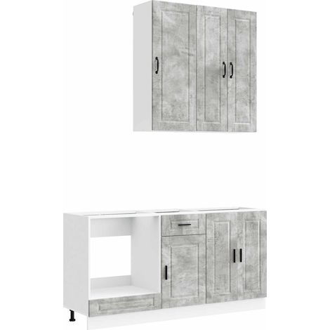 Maison Exclusive - Unité de cuisine PORTO 5 pc Gris béton Bois d'ingénierie (1/5)