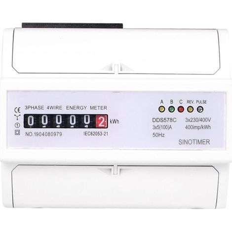 Compteur d'Énergie Triphasé Multi-Tarif DDS578C sur Rail DIN Écran LCD 7 Digits, 5(100)A, 380V/400V avec Entrée TC Compteur Heures Creuses/Pleines (HP/HC) pour Facturation Industrielle et Commercial (1/5)
