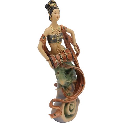 Statue de beauté antique en résine, figurine de femme classique chinoise pour la maison, le bureau, l'hôtel, tambour de taille (1/5)
