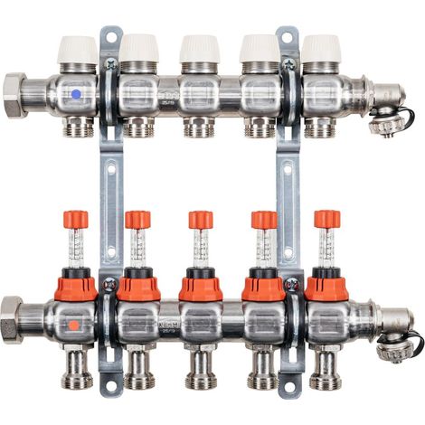 Kermi x-net Verteiler 1'' Komfort-5 für 5 Kreise, Baulänge 320 mm, SFVT0501000