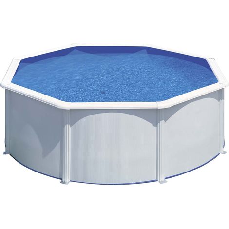 piscina fuori terra rotonda gre "atlantis" in acciaio colore bianco 350x350xx132 - cod. kitpr358 (1/5)