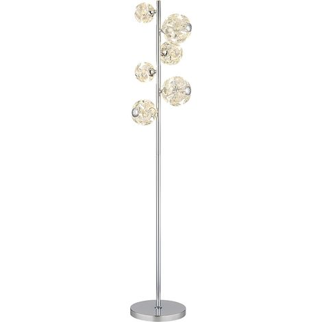 Stehleuchte Standlampe Kristallleuchte LED Kugeln chrom klar Wohnzimmerleuchte (1/5)