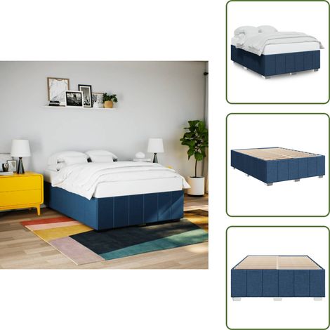 Cama de tela - vidaXL Cama sin colchón tela azul 140x190 cm - Cama de madera