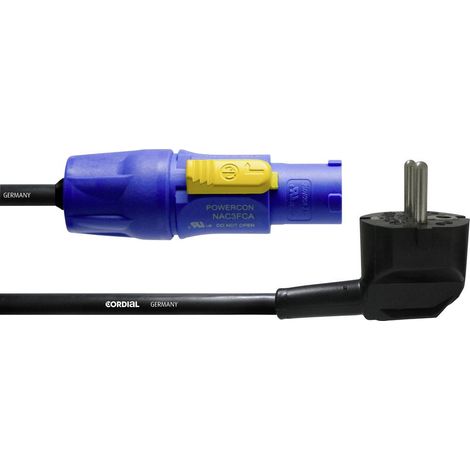 Câble de raccordement alimentation Cordial CFCA 1,5 SRC [1x Prise mâle + contact de protection - 1x PowerCon mâle] bleu (1/2)