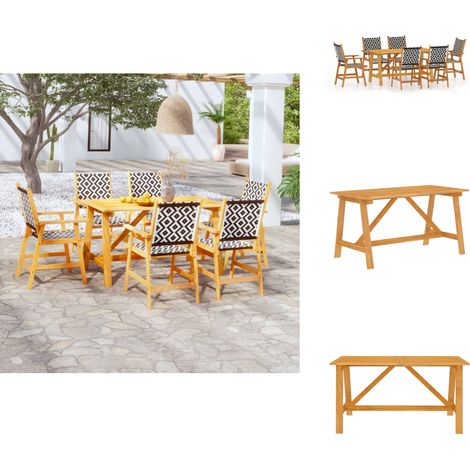 Ensemble à manger de jardin 7 pcs Bois d'acacia solide - Ensemble Salon De Jardin - Mobilier De Jardin - Table Et Chaises - Acacia Massif - Design Moderne (1/5)