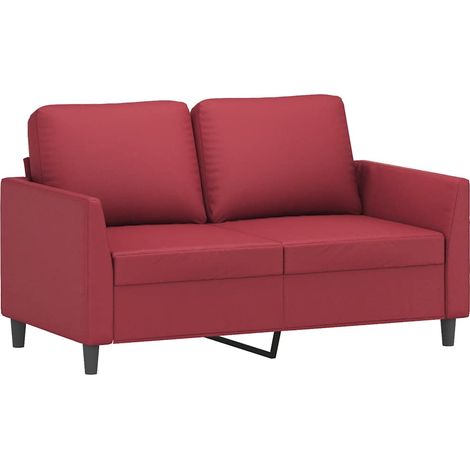 Canapé  Sofa à 2 places Rouge bordeaux 120 cm Similicuir