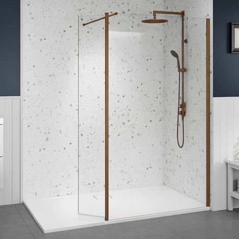 Merlyn 8mm Brushed Bronze Wetroom Shower Screen Swivel Return Panel 300mm (1/5)