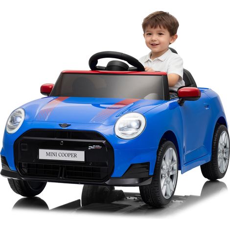 12V Electric Kids Ride on Car BMW MINI Licensed, Remote Control, Electric Car for Kids, Speeds Up to 3 Km/h, Horn, LED, Music, Ages 3+, Blue