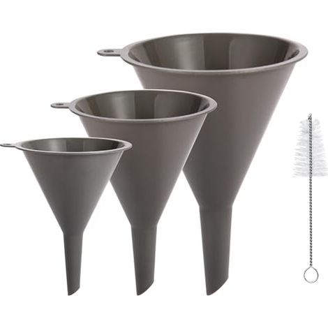 Lot de 3 entonnoirs cuisine en plastique avec brosse nettoyage, alimentaires ronds sans BPA pour cuisine, multifonctionnels remplir les conserves et bouteilles - (1/5)