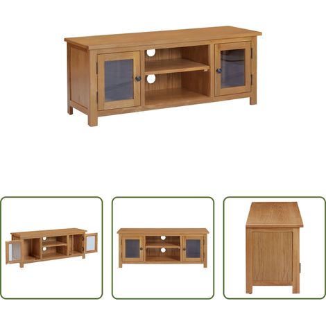 Fernsehschrank Holz - TV-Schrank 110x35x44 cm Massivholz Eiche (1/5)