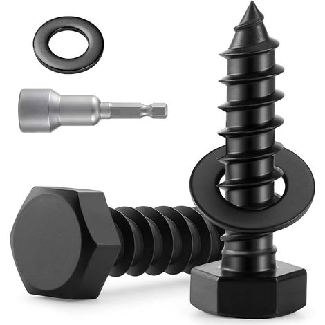 Lot de 12 vis à bois M8 x 60 mm - Vis à clé noires (1/5)
