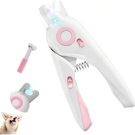 Coupe-ongles LED 4 en 1 pour chiens et chats avec lumière et lime à ongles intégrée pour les maîtres attentionnés - Lames tranchantes et détecteur LED pour une coupe des ongles rapide et sûre pour vot