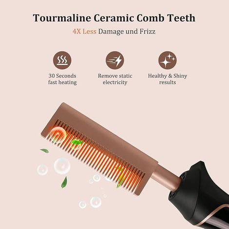Ceramic Electric Hair Straightening Comb with LCD Display for Afro/Wigs - Anti-scald (1/4)