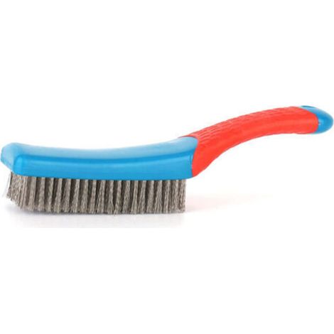 Petite brosse métallique en acier inoxydable, brosse à gratter multifonctionnelle avec manche en silicone pour le décapage de la rouille, le nettoyage de la peinture et du béton.
