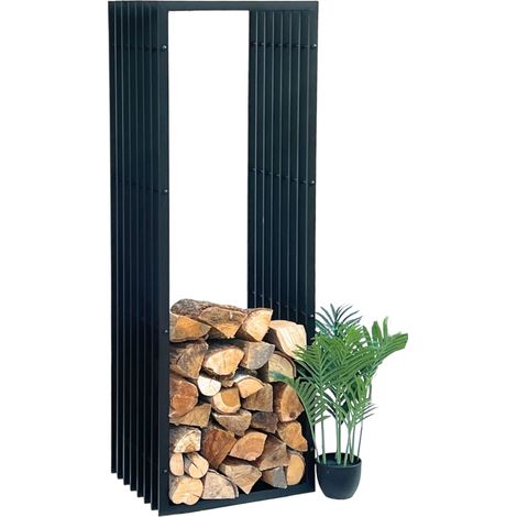 DanDiBo Étagère à bois de cheminée Intérieur Métal Noir Support de bois de cheminée 96430 150 cm Panier à bois Support de bois de cheminée Étagère à bois (1/5)
