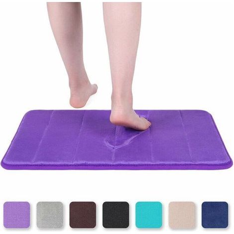 Tapis de bain en mousse à mémoire de forme Tapis de bain absorbant antidérapant Tapis de bain lavable - 40 x 60 cm, violet (1/5)