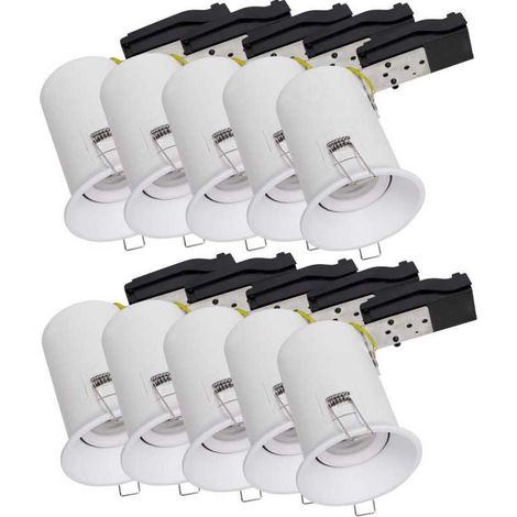 Lot de 10 Support de spot fixe blanc GU10 BBC RT2012 IP65 étanche Basse Luminance ref.941