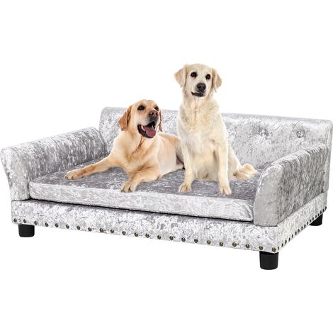BingoPaw Luxury Dog Sofa Bed Velvet Upholstered Cushion Mat Orthopedic Pet Couch, Large (1/5)