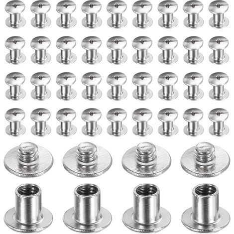 40 Ensemble Chicago Screw M4x6mm 3mm Longueur Métal Argent (1/5)
