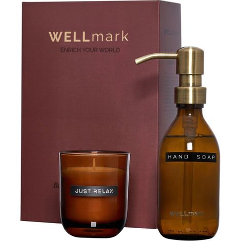 Wellmark coffret découverte savon à main et bougie parfumée verre marron (1/5)