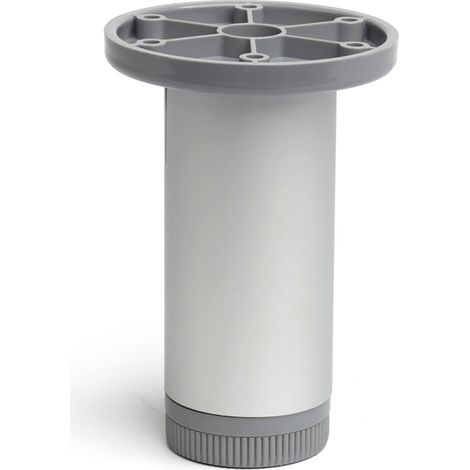 Pata regulable de aluminio cilíndrica con una altura de 100 mm y acabada en anodizado mate. Dimensiones: 40x40x100 mm -
