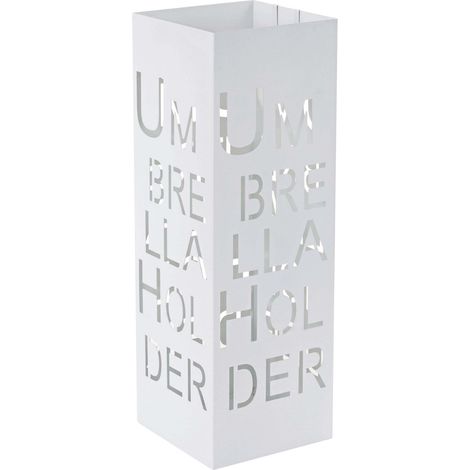 Portaombrelli quadrato decorativo moderno HHG-514 metallo, bianco scritte