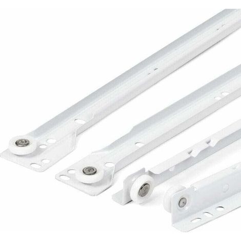 Coulisse Tiroir 400 mm - Pack de de 2 (1 paire) Rails pour Tiroir Coulissants, XU, En blanc, Système de Glissière à Sortie Partielle - Kit de Tiroir Coulissants à montage facile - KZQ