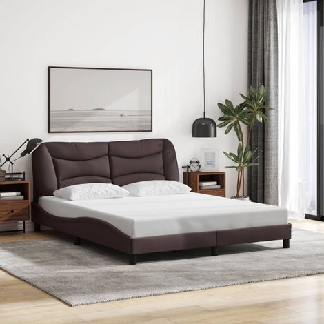 Cadre de lit sans matelas-Structure de lit marron foncé 160x200 cm tissu 328305 (1/5)