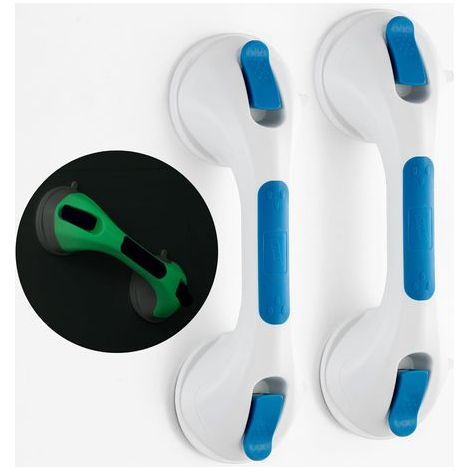 Duschhaltegriff mit Nachtleuchtfunktion, 31 cm Saugnapfgriff, 2er-Pack, Tragkraft 110 kg, Sicherheits-Haltegriffe – Blau (1/5)