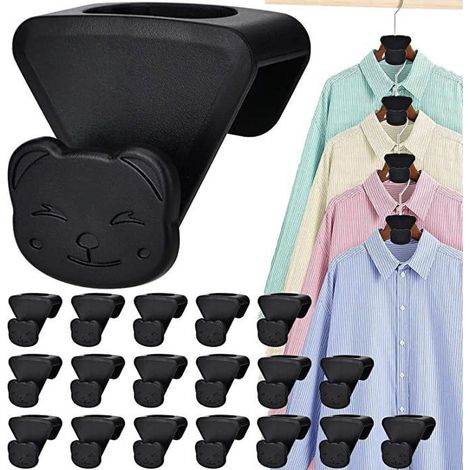 Lot de 18 crochets triangulaires noirs économiseurs d'espace, cintres connecteurs porte-manteau, fixation murale robuste, organisation triple gain de place, design premium vu à la télé (1/5)