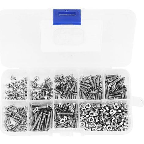 Assortiment de 340 vis et écrous à tête cylindrique creuse M3 en acier inoxydable SS304