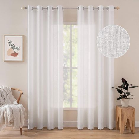 MIULEE Tende Lino Semitrasparente Bianche 2 pz 140 x 225 cm (1/5)