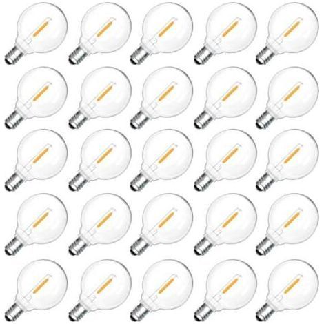 25 ampoules LED extérieures E12 G40 1W, blanc chaud 2200K, ampoules à filament LED G40 transparentes, étanches IP54, ampoules de remplacement E12, 220V non dimmables, pour jardin, terrasse, balcon, fê (1/5)